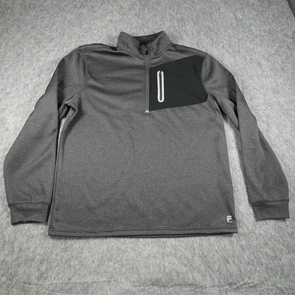 Fila Sweatshirt Mens‎ Extra Large Gray 1/4 Zip Fleece Performance Mock Pullover